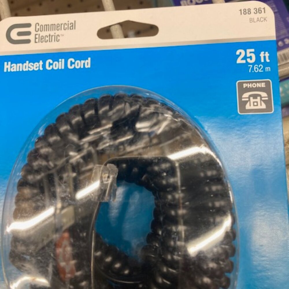 handset coil cord 25 ft black